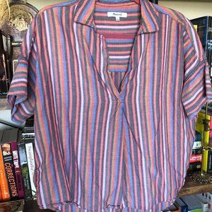 Madewell Button-Back Shirt in Rainbow Stripe